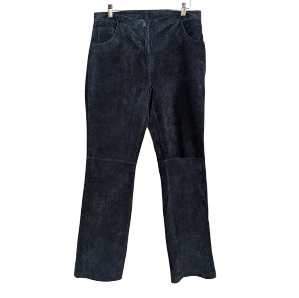 Simons real suede straight leg dark blue pants size 14 NEW T13